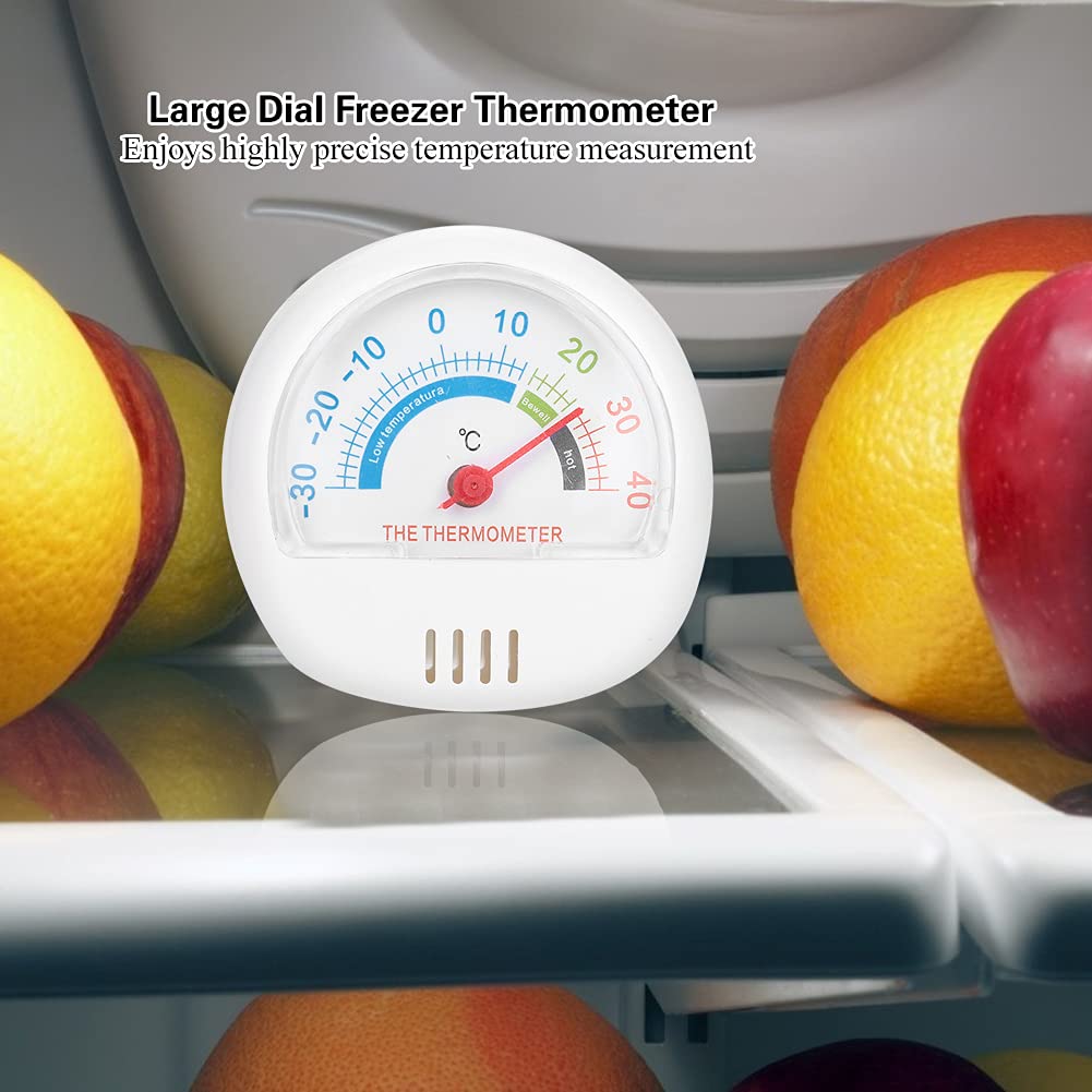 Refrigerator Thermometer, Classic Large Mechanical Dial Deep Freezer Thermometer Refrigerator Temperature Gauge for Refrigerator Freezer Fridge Cooler White