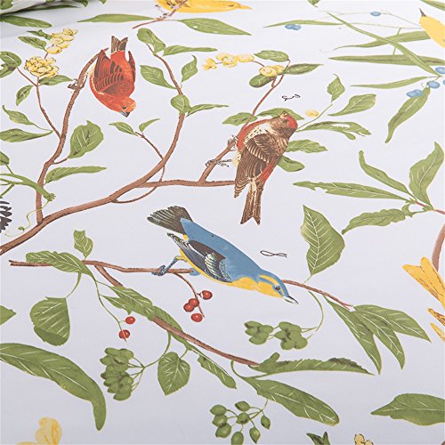 Brandream Duvet Cover Set King Size Pastoral Style 3 Piece Branches Birds Floral Print Classy Luxurious Farmhouse Bedding, Green #TOP3