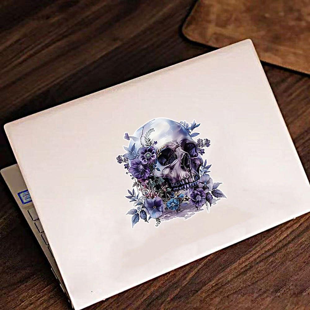 2 PCS Purple Flower Skull Vinyl Decals - Waterproof Removable Stickers for Car, Truck, Bumper,Laptop, Motorcycle - Floral Decorative Sticker (A-215) - Image 3
