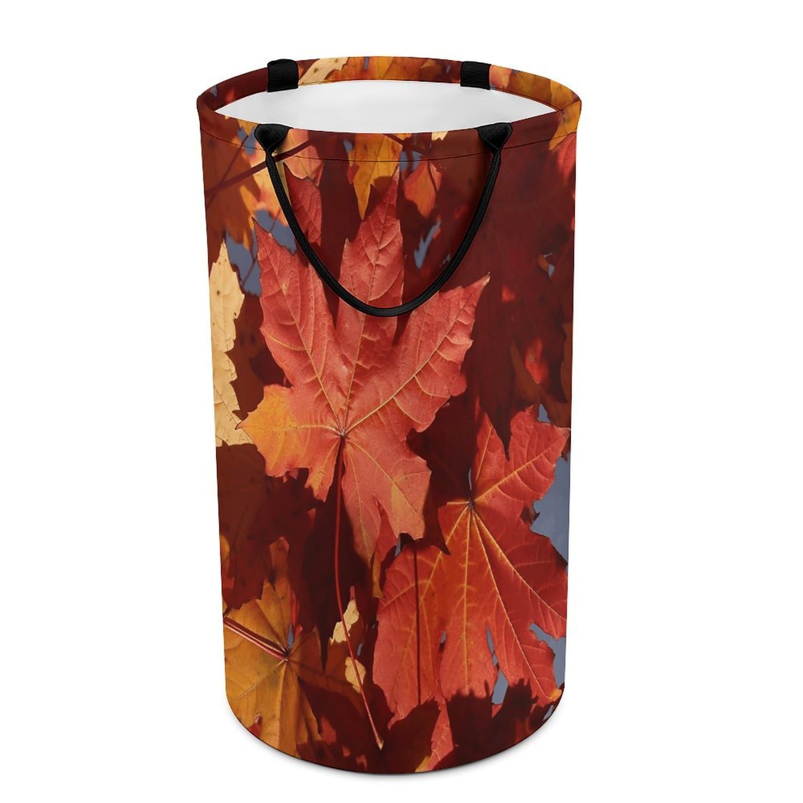 Fall Maple Leafs Laundry Basket Large Foldable Laundry Hamper with Handles Freestanding Collapsible Clothes Basket Waterproof Portable Dirty Clothes Hamper for Bathroom 86L