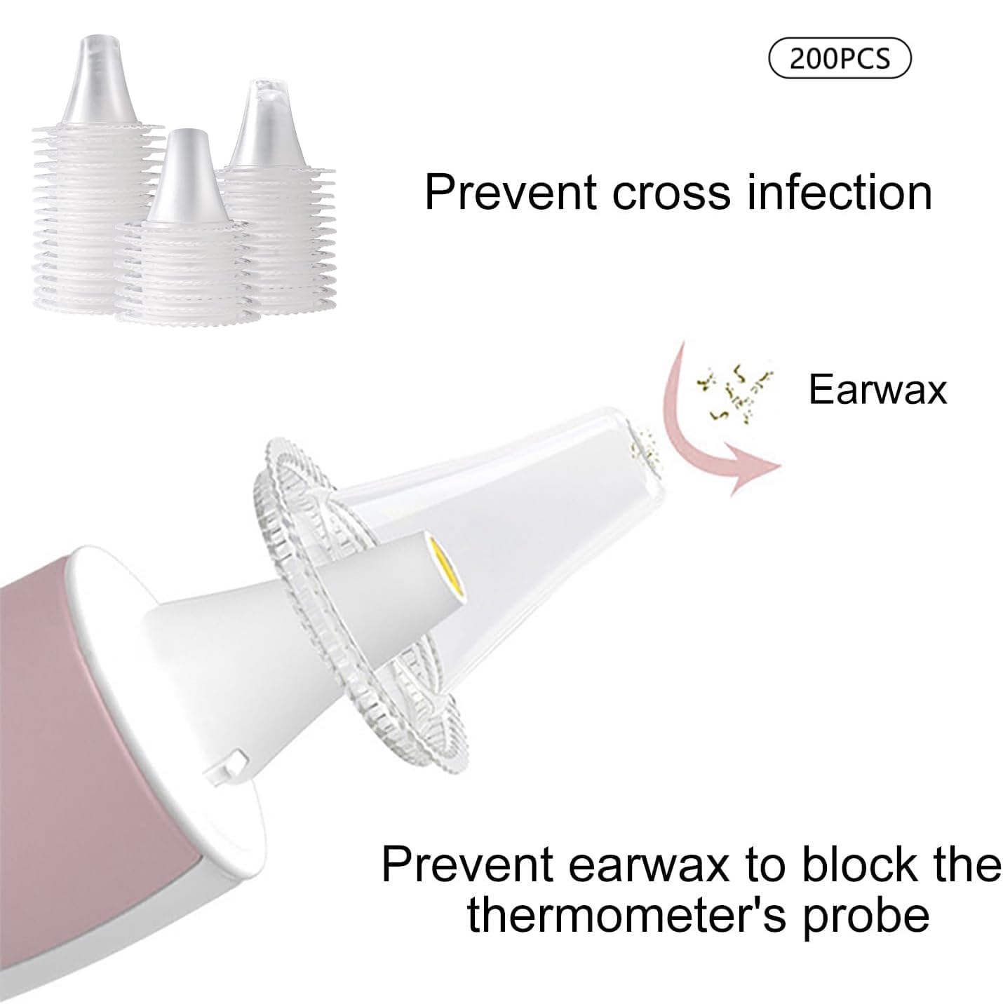 200PCS Cubiertas De Sonda De Termómetro De Oído, Termometro para Braun Recambio, para Todos Los Modelos Braun Thermoscan Y Otros Tipos