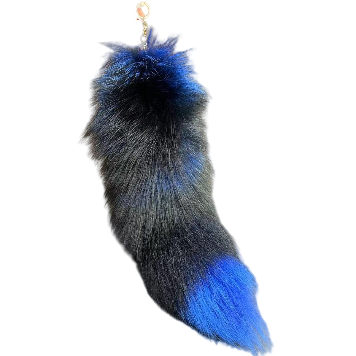 kimprinsj Fox Tail Keychain 40cm Fox Tail Keyring Shaggy Faux Fur Tail Decoration Pendant Party Costume Furry Tails Cute Fox Animal Tail Keychain Handbag Tassel Ring Key Chain (blue)