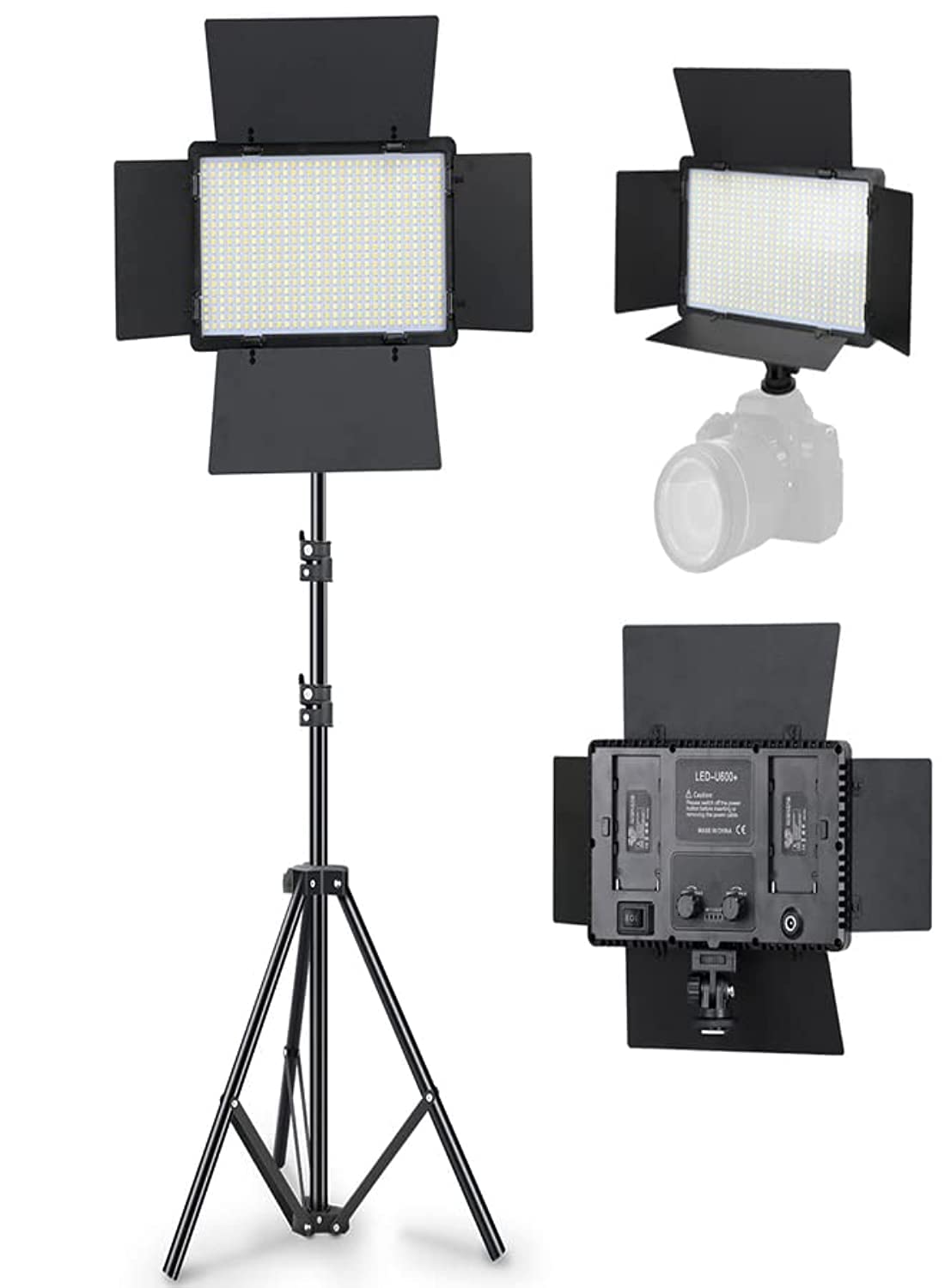 Camera Light Professional 3200-6500K Rechargeable, Photo Shoot|VideoMaking Light For YouTube Vlog|TikTok&Insta Reels | Wedding Photography LED Studio Light with Stand 600LED/800LED (800LED)