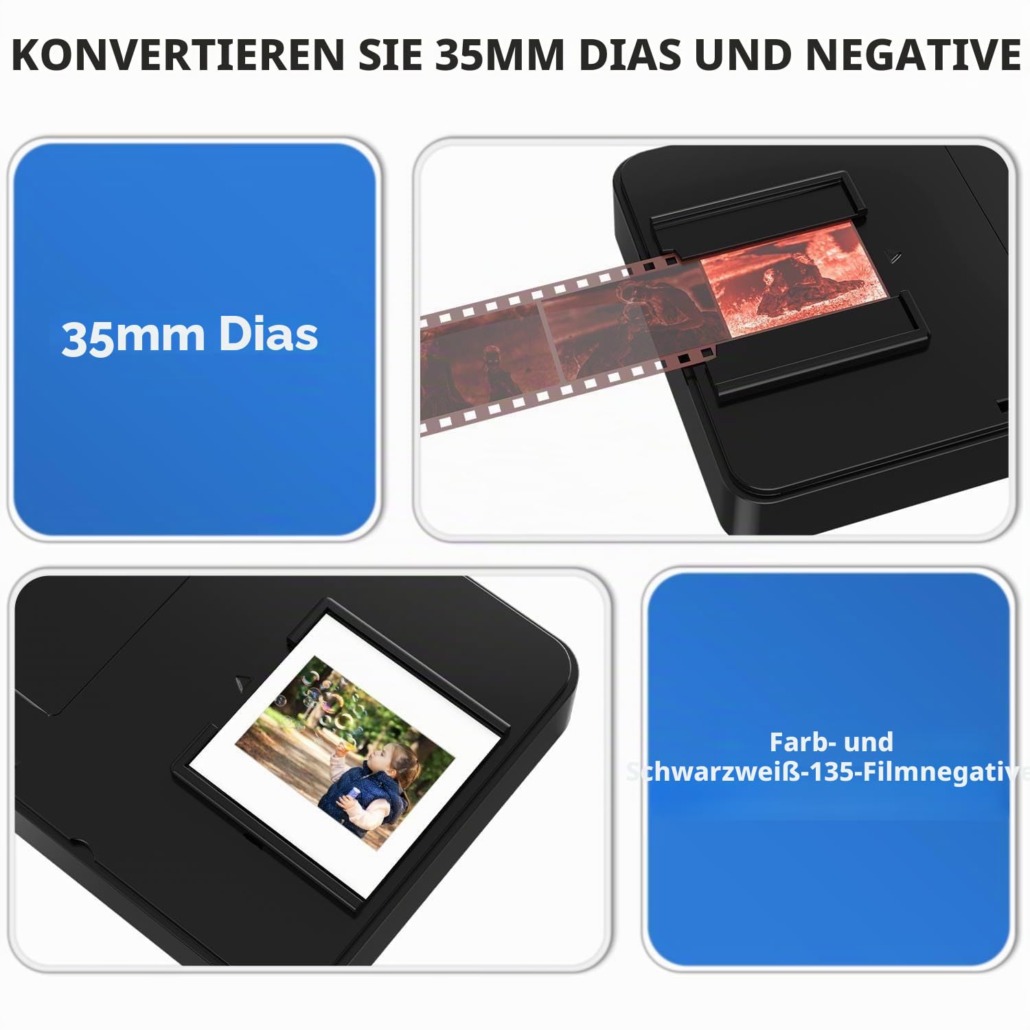 DigitConvert Dia-Viewer Mobiler Filmscanner 35 mm Diascanner für Smartphone