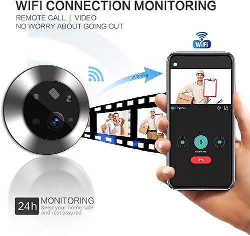 Miniatura 2 de Visor de puerta de video 1080P, cámara de mirilla de 120 con monitor de color de 4.3 pulgadas, conversación bidireccional, visión nocturna,