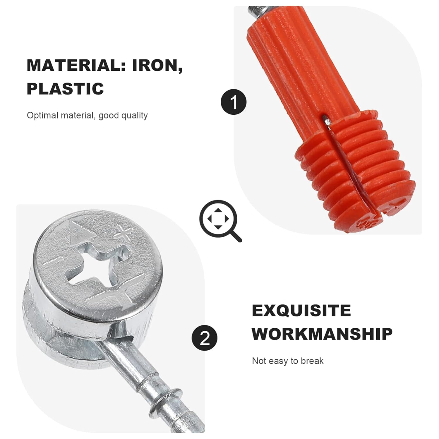 TEHAUX 30 Sets 3-in-1 Furniture Locking Bolt Cabinet Connectors with Eccentric Cam Lock Fasteners for Wardrobes Bookshelves Desks Secure Corner Assembly 1.96X0.39X0.11 Inch