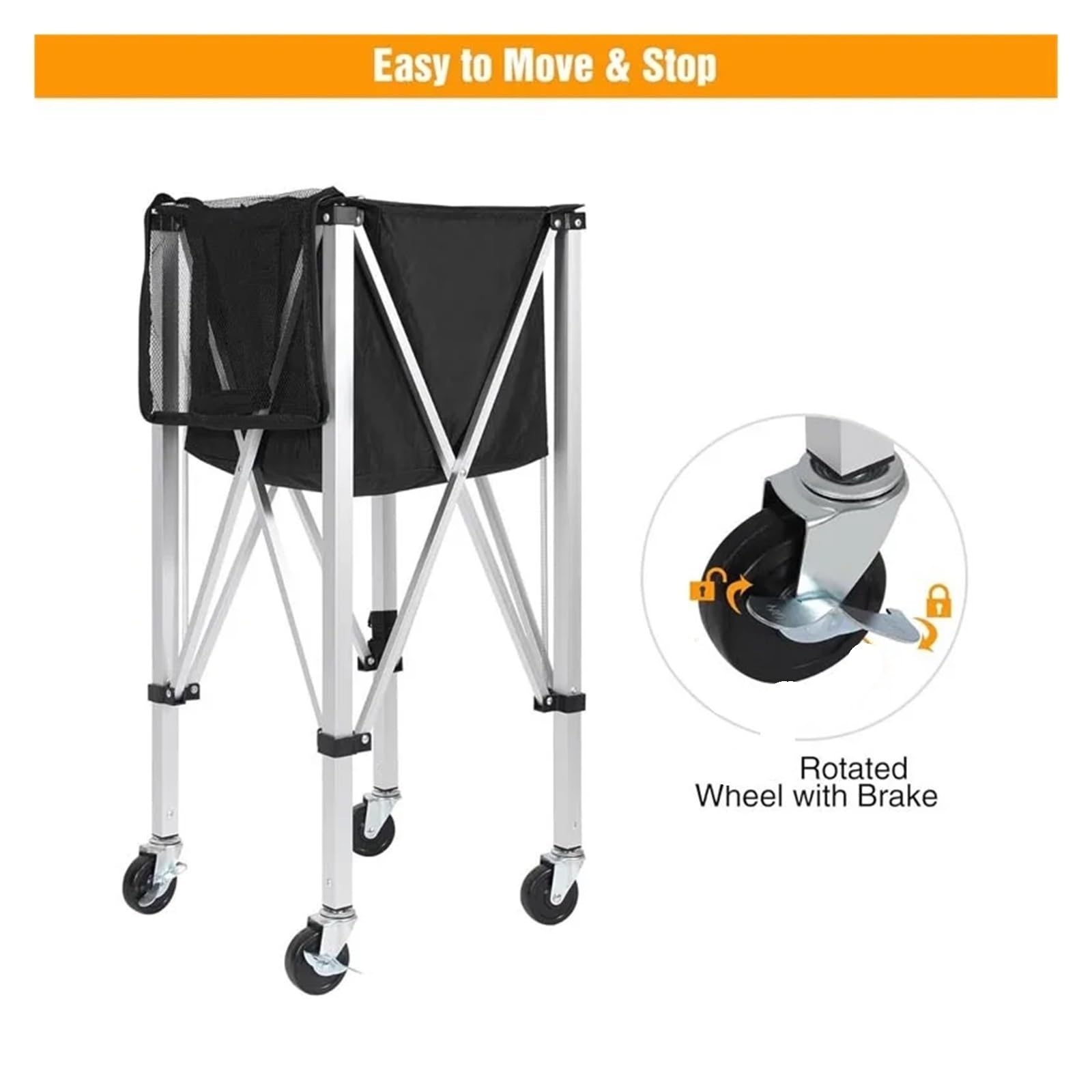 Hopper de Tenis Carrito de Tenis Plegable aleación Aluminio con Marco, Cesta móvil y portátil especializada
