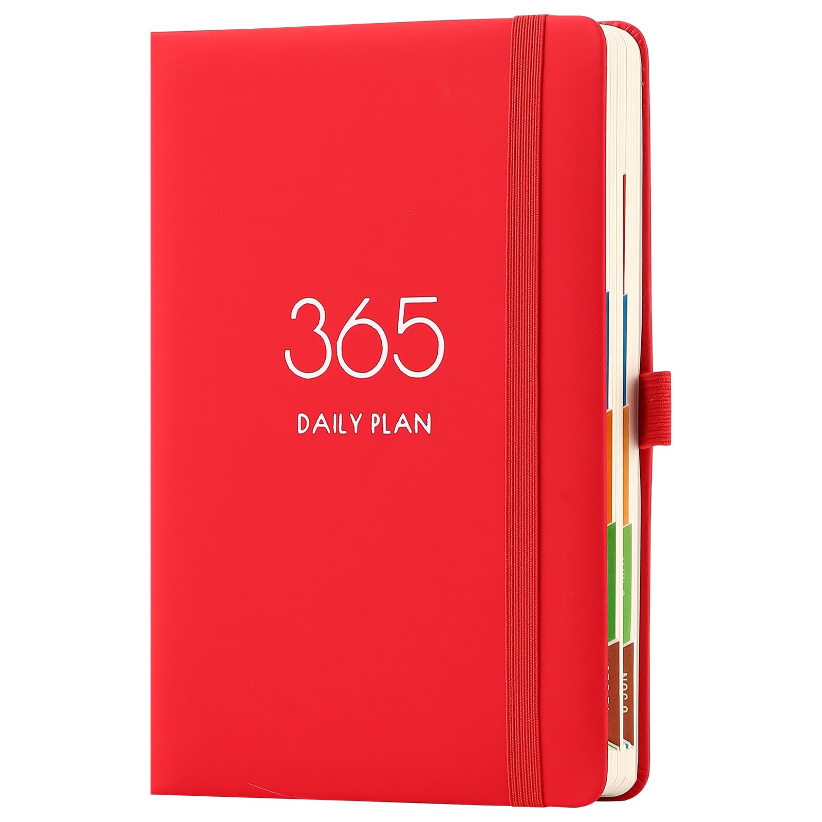 Terminplaner 2026, A5, 2026, Tag pro Seite, Tagesplaner, planen Sie Ihr Jahr von Januar 2026 bis Dez. 2026 mit monatlichen Registern, buntem Seitendesign, Stiftschlaufe und Rückentasche (rot)