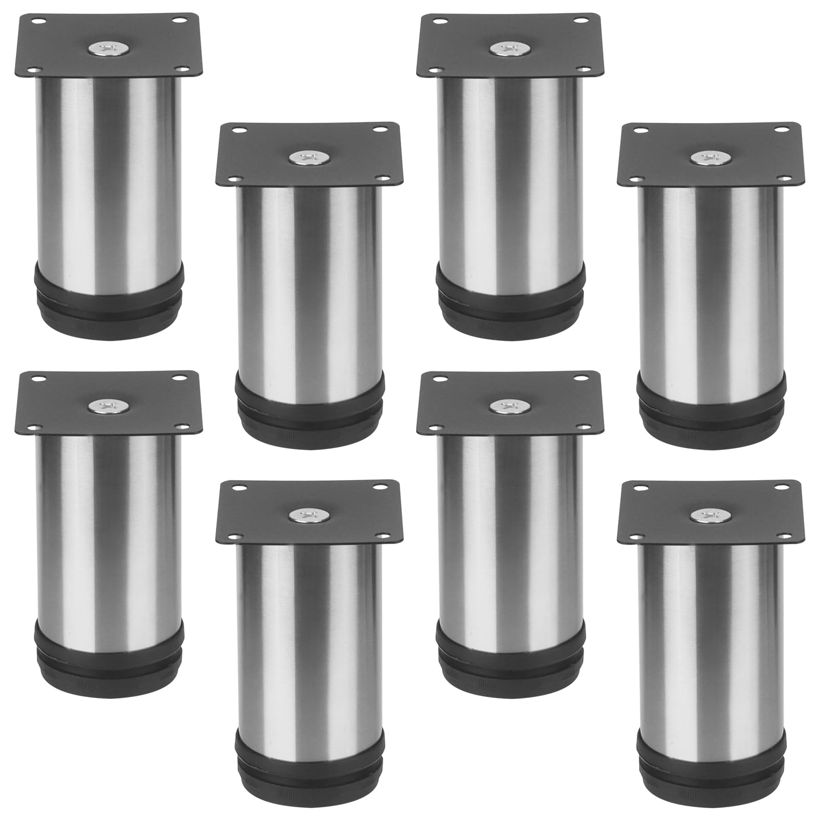 FAAING Set of 8 10 cm Furniture Legs, Stainless Steel, Adjustable Furniture Feet, Furniture Feet with Screws