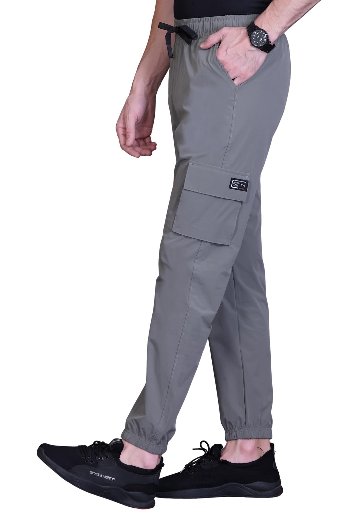 cozy & cove Men's Solid Cargo Pant Trousers for Men | Baggy Luxurious Look Running Casual Cargo for Men-picture-46
