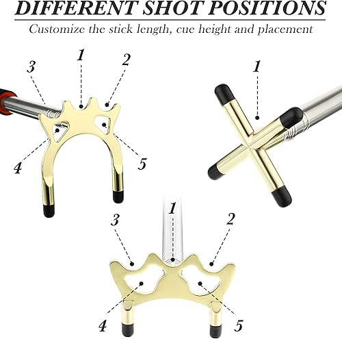 Miniatura 6 de Skylety Retractable Billiards Cue Snooker Pool Bridge Stick with 3 Pieces Removable Bridge Head, Snooker Set Billiards Pool Cue Accessory for Pool