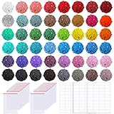 PP OPOUNT 48 Colors Diamond Painting Replacement Square Diamonds with 60 Pieces Self-Seal Bags and 3 Sheets 120 Tags Label Paper for Missing Drills of Diamond Cross Stitch