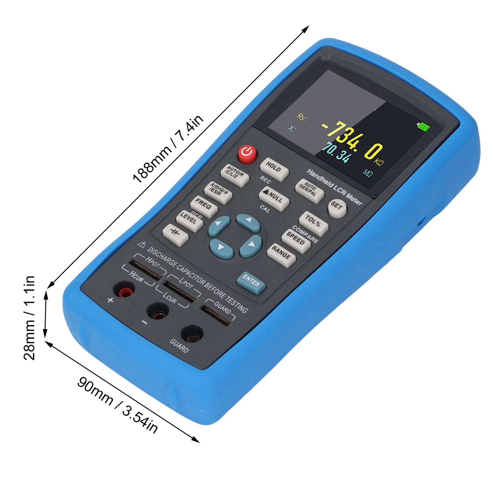 Cocoarm Medidor de Componentes de Condensadores de Inductancia Digital Probador de Componentes Electrónicos ABS Pantalla TFT de 2,8 Pulgadas 10 Hz a 100 KHz 0,2% de Precisión para Técnicos Ingenieros