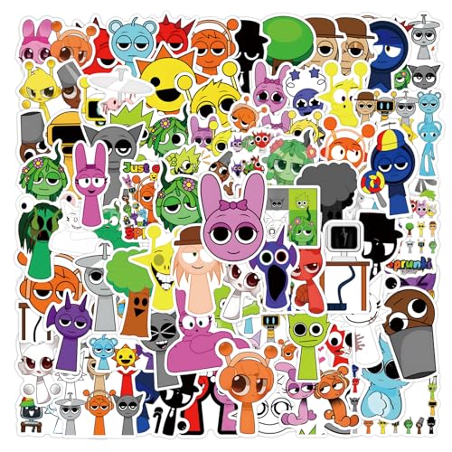 110Pcs Sprunki Stickers | Rhythm Box Puzzle Games Sticker | Waterproof Cartoon Vinyl Decals for Laptop Water Bottle Journal Phone Case Scrapbook Skateboard