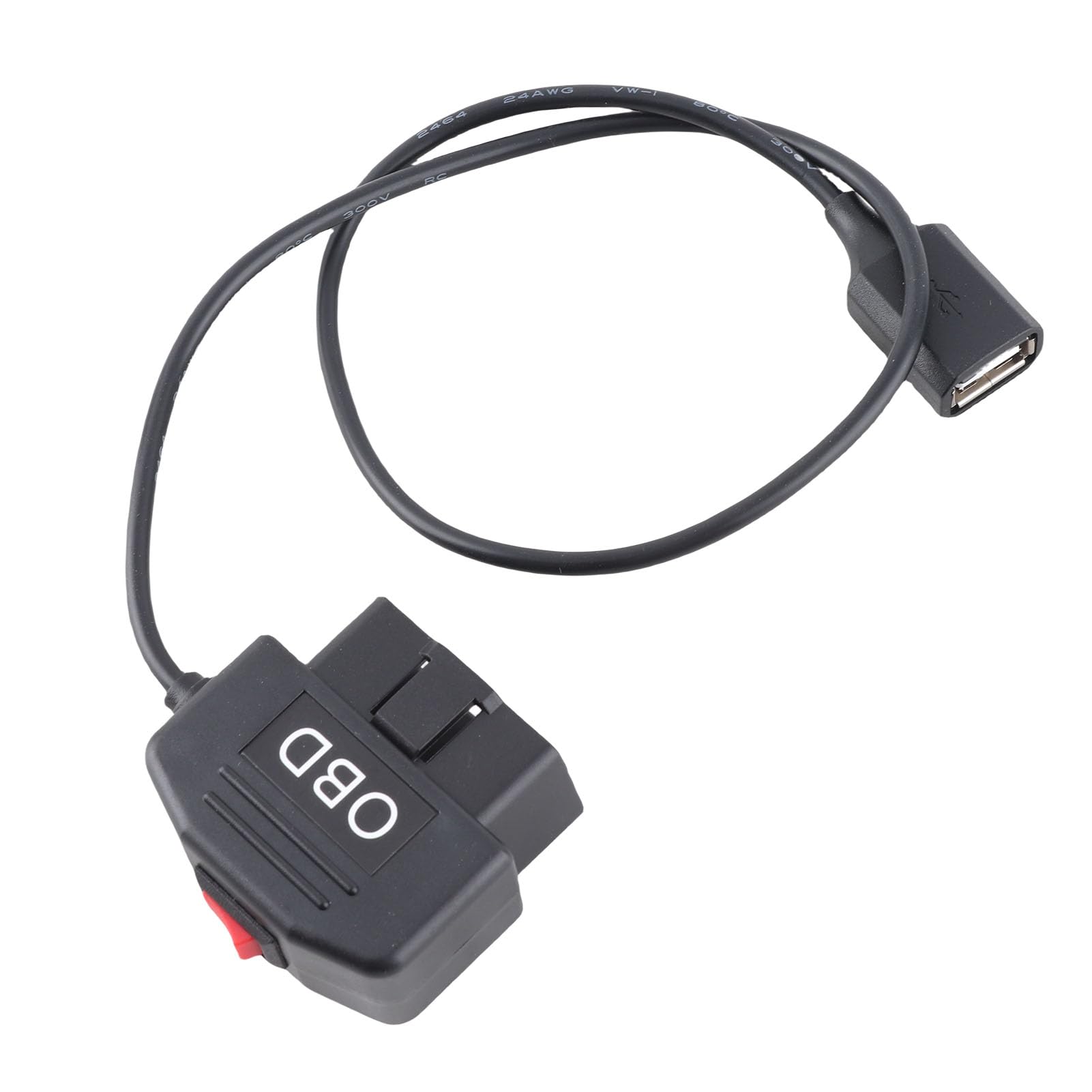 Kabel Zasilający OBD z Zabezpieczeniem Przed Niskim Napięciem, Wyjście 3A, Plug and Play, Kompatybilny ze Wszystkimi Modelami OBD, z Portem Mini USB do Kamery Samochodowej, DVR,