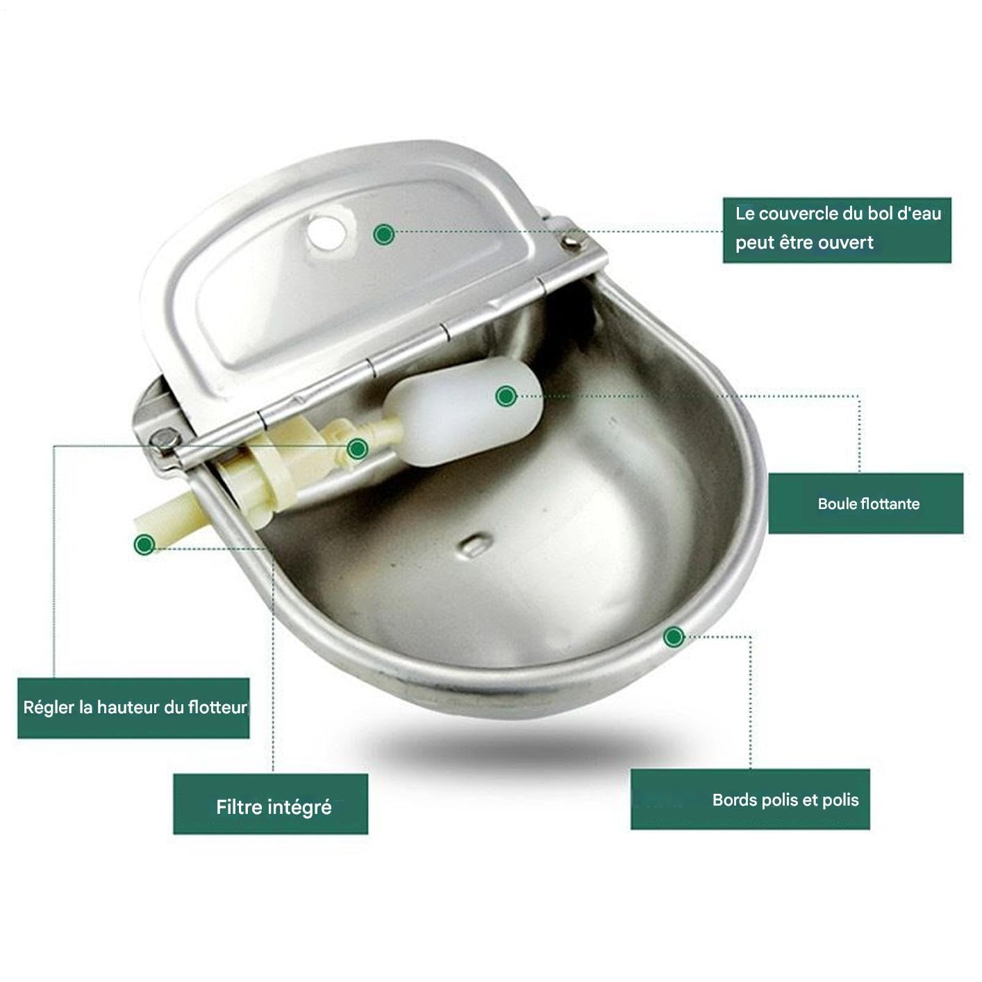 Bebedero Automático para Animales Acero Inoxidable Comederos para Animales | Recipiente De Gran Capacidad Para Bovino Equino Ovino Caprino