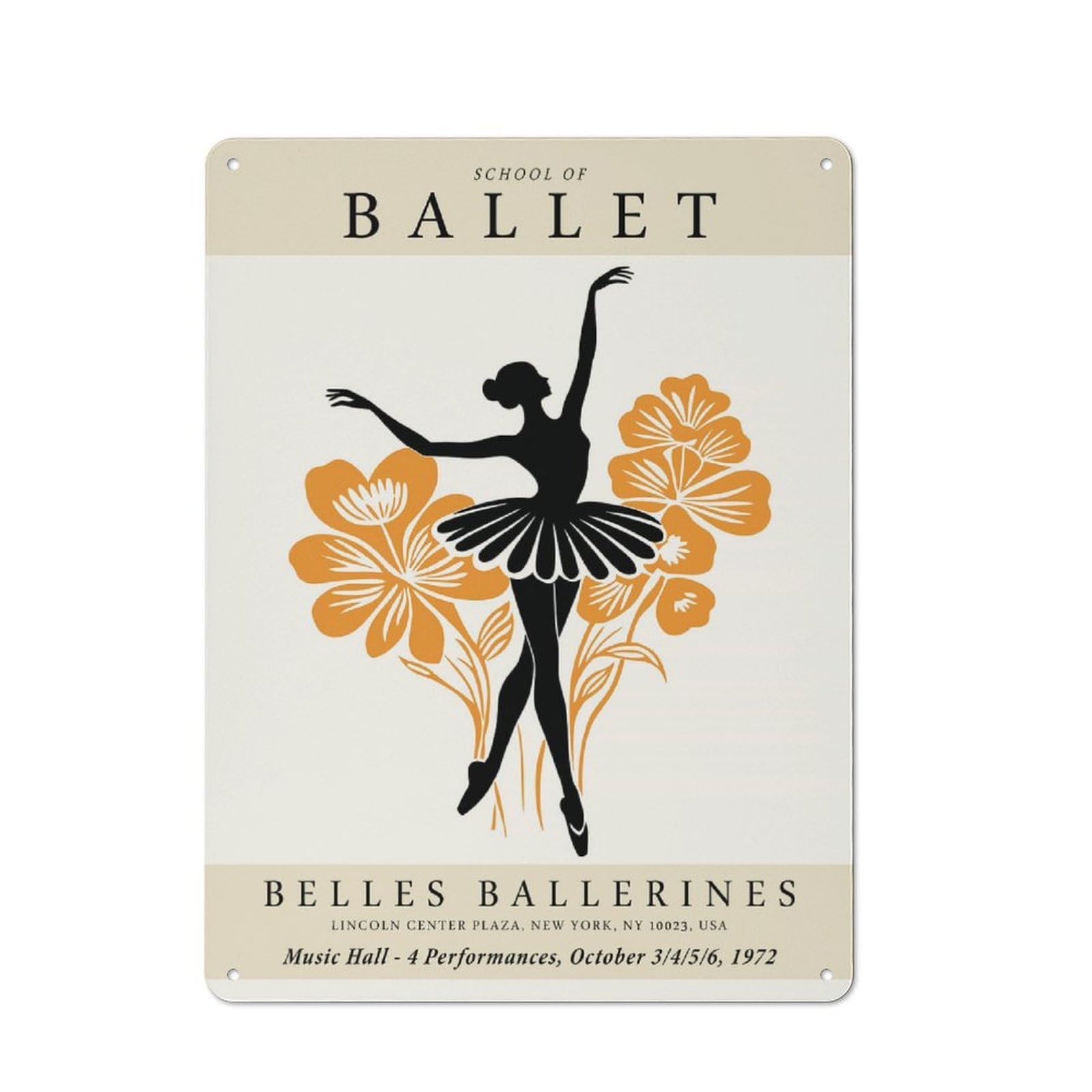 Junmoney Style-14 Urban Metal Wall Art Sign 40X30cm Featuring Ballet School (3), Studio Wall Art For Modern Home, Workshop, Office Or Cafe