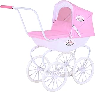 KNORRTOYS.COM-Cochecito para muñecas Classic Pram – Rosa/Blanco/Princess, Corazones, Color, 62 x 80 x 71 cm (63602)
