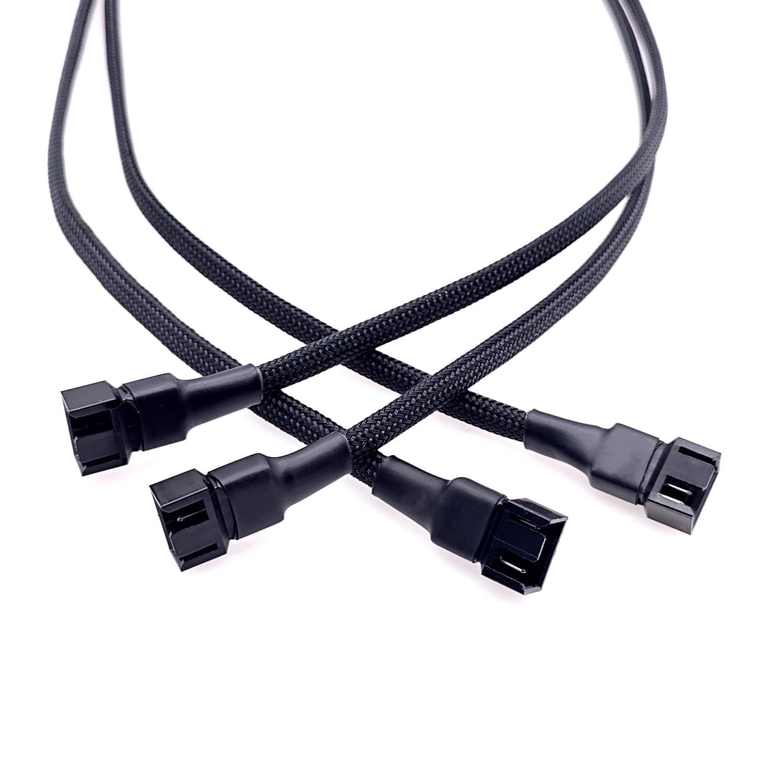 JZK 2 Pcs 26CM 2 Way 4 Pin PWM Fan Splitter Cable, 4-Pin PWM Fan Y-Cable, 1 to 2