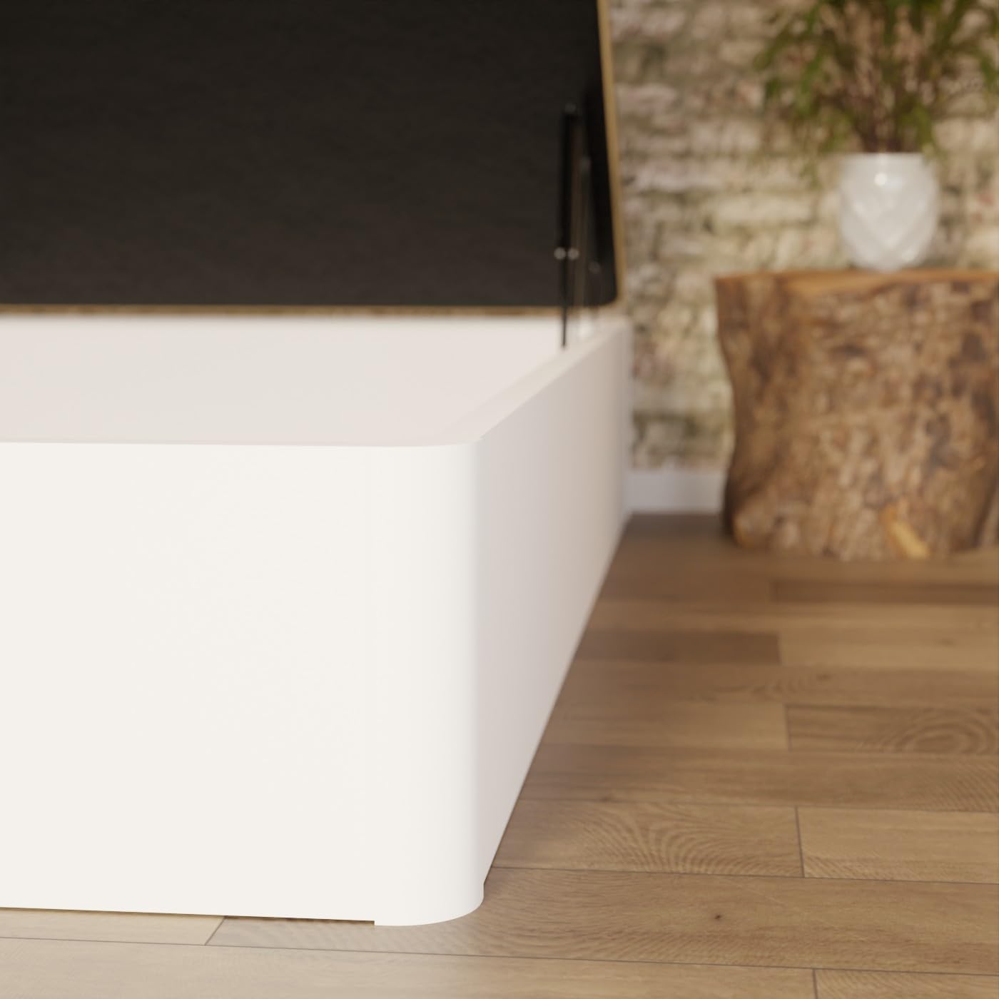 amuéblate Online - Canapé Abatible de Madera Súper Reforzado con Gran Capacidad, Esquinas Redondeadas, 150 x 190, Blanco