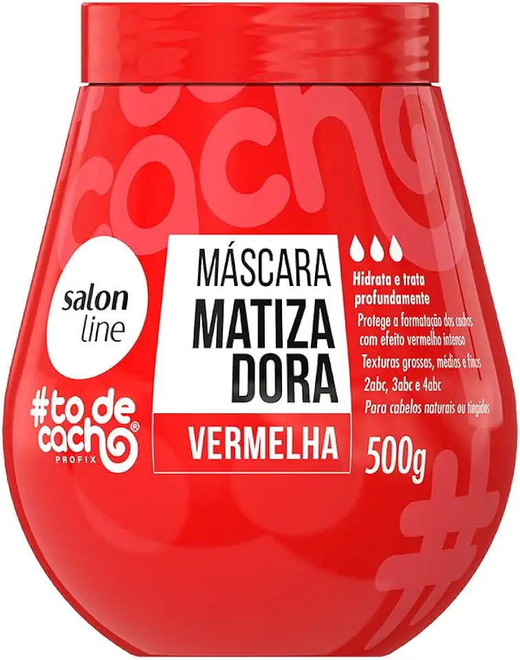 Salon Line, Máscara Matizadora, ToDeCacho, Vermelha, Vegana - Cabelos Ondulados, Cacheados e Crespos, 500 g