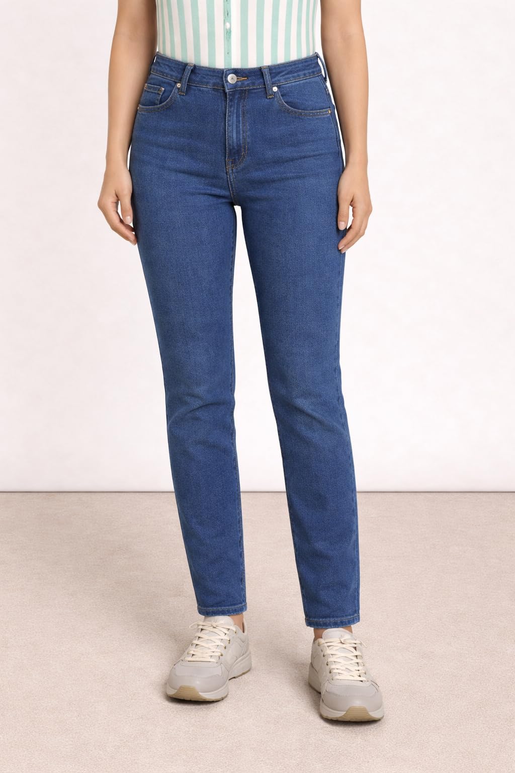 Pantalone Donna Regular Fit, Denim Elasticizzato, 98% Cotone 2% Elastan, Made in Italy