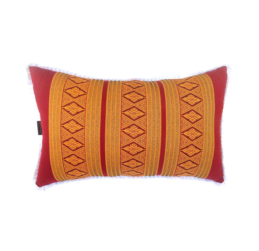 Traditional Thai Kapok Yoga and Meditation Support Pillow Large Rectangle size 45 x 28cm (Copper, Burgundy) โ image 1