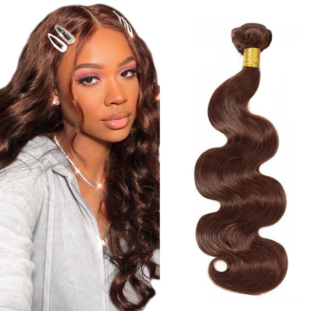 Lakaisa Body Wave #4 Chocolate Brown Color Human Hair Bundles 1 Bundles 100g Doubles Weft Glueless Unprocessed Human Hair Extension For Woman 20 Inch