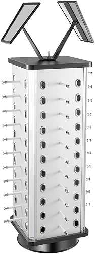 Exhibidor giratorio para lentes de sol para tienda, 44 pares, soporte de vidrio, independiente con soporte para lentes de espejo, organizador