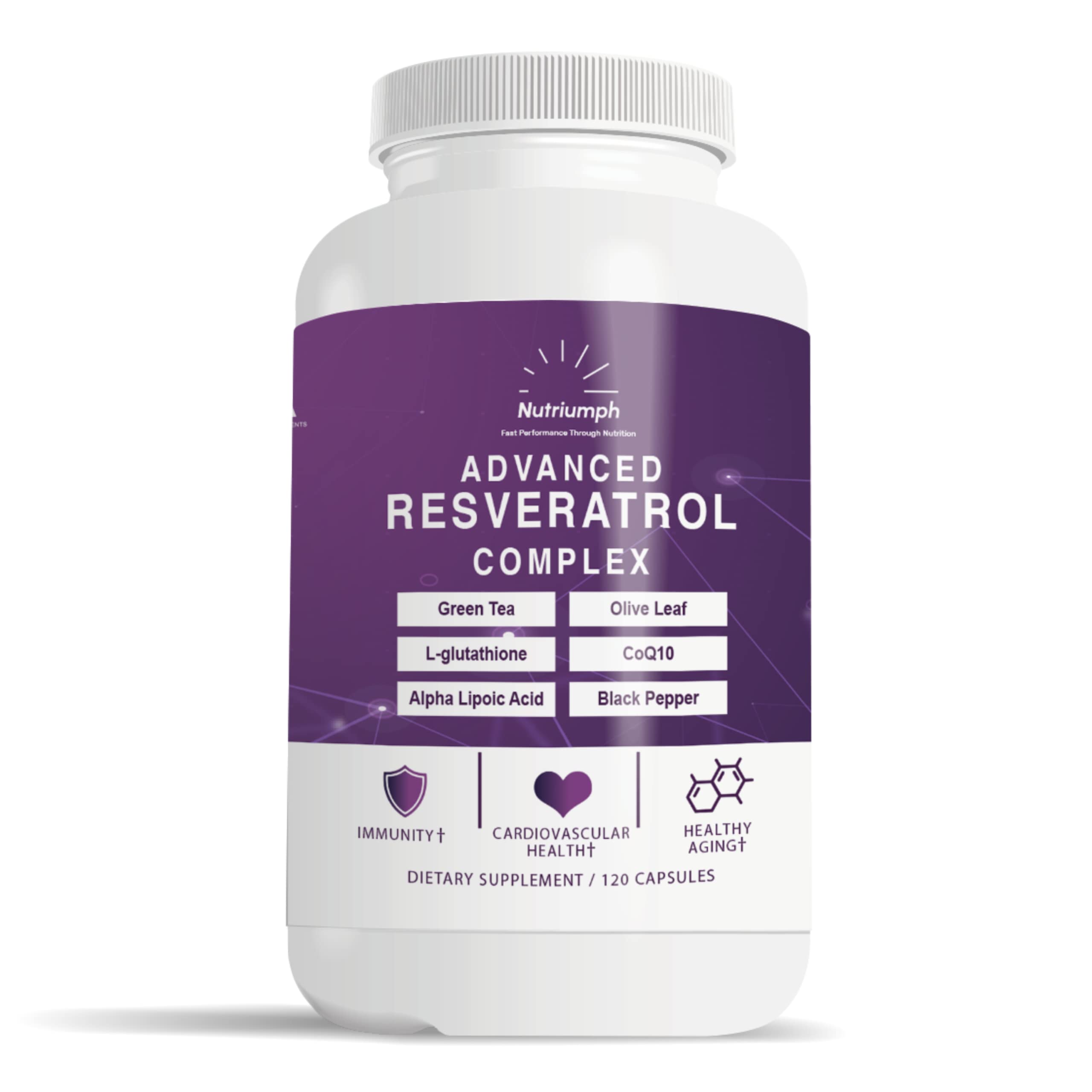 Advanced Resveratrol Complex – 1400mg Antioxidant Supplement with CoQ10, L-Glutathione, Alpha Lipoic Acid, Green Tea, Olive Leaf, and Black Pepper – 120 Vegan Capsules – Non-GMO, Made in USA