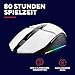 GXTrust 1108W Vylax Wiederaufladbare Kabellose Gaming Maus, 80 Stunden Akkulaufzeit, Verstaubarer USB Empfänger, 800-4800 DPI, LED Beleuchtung, 6 Tasten, Wireless Mouse für PC Laptop, Weiß