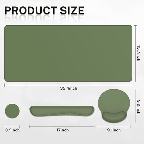 Miniatura 10 de Juego de alfombrillas para teclado y mouse 4 en 1, alfombrilla grande para mouse + reposamuñecas para teclado, reposamuñecas para mouse, juego de