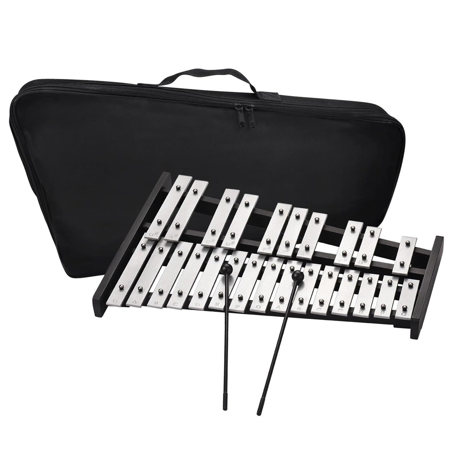Xylophone Xylophone Glockenspiel Pliable 25 Notes Base En Bois Barres En Aluminium Instrument De Musique À Percussion Cadeau Avec Transport
