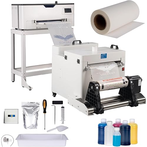Professional A3 DTF Printer with XP600 Printhead, Auto Powder Shaking Heating Machine & Roll Feeder, 1440x720 DPI, 2480 in²/h Speed, All-in-One Kit for POD T-Shirts/Stickers