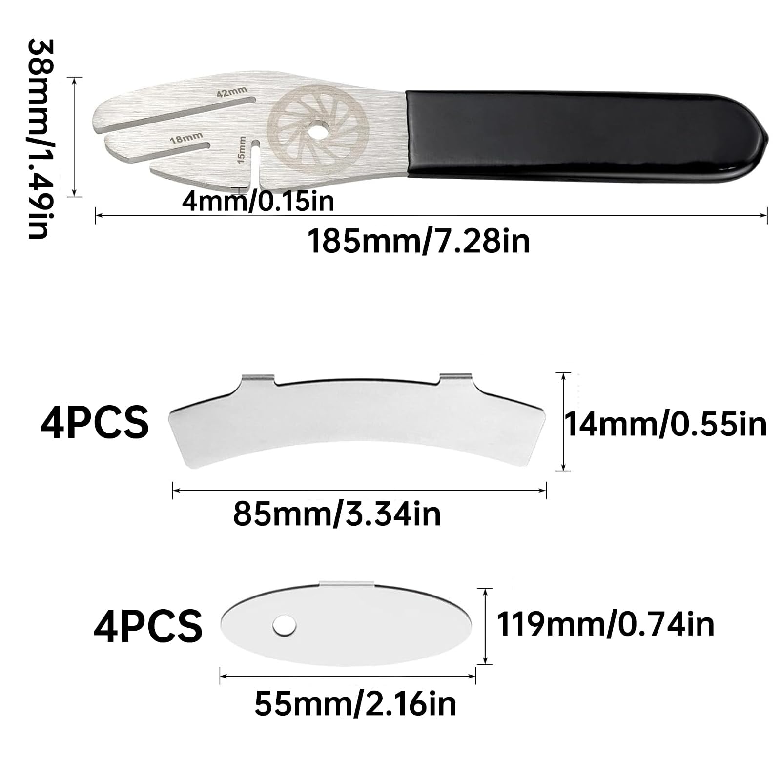 Strumento Allineamento Freno,Freno Strumento,1 Pezzi Chiave per Freni A Disco,Dotato di 4 pastiglie freno ovali e 4 pastiglie freno curve regolabili,per Freno di Regolazione Strumento Mountain