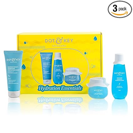 Dot & Key Hydration Essentials | Premium Facial Gift Set for Women & Men | All Skin Types | Pack of 3 | Cleanser, Toner & Moisturizer | Gift For Her & Him | Premium Packaging