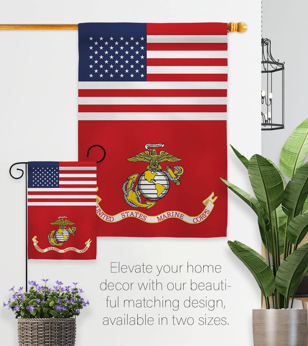 US Marine Corps Garden Flag - Armed Forces USMC Semper Fi United State American Military Veteran Retire Official - House Decoration Banner Small Yard Gift Double-Sided Made in USA 13 X 18.5