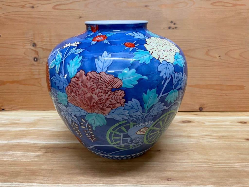 Amazon.co.jp: 有田焼 染錦 御所車 花瓶 1点 花器 花生 壷 割烹 懐石 