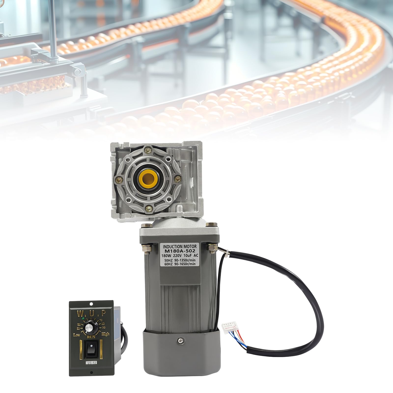 Schneckengetriebemotor mit Drehzahlregler 180W 35NM Drehmoment 0-27RPM für CNC-Anlagen