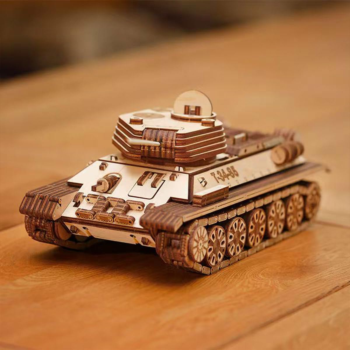 3D Holzpuzzle für Erwachsene, Mechanisch Militär T-34-85 Panzer 3D Holz Modell Bausatz, 965 Teile Holzpuzzle Panzer 3D Puzzle Holz Tank Handwerk Spielzeug Geschenk -KIT