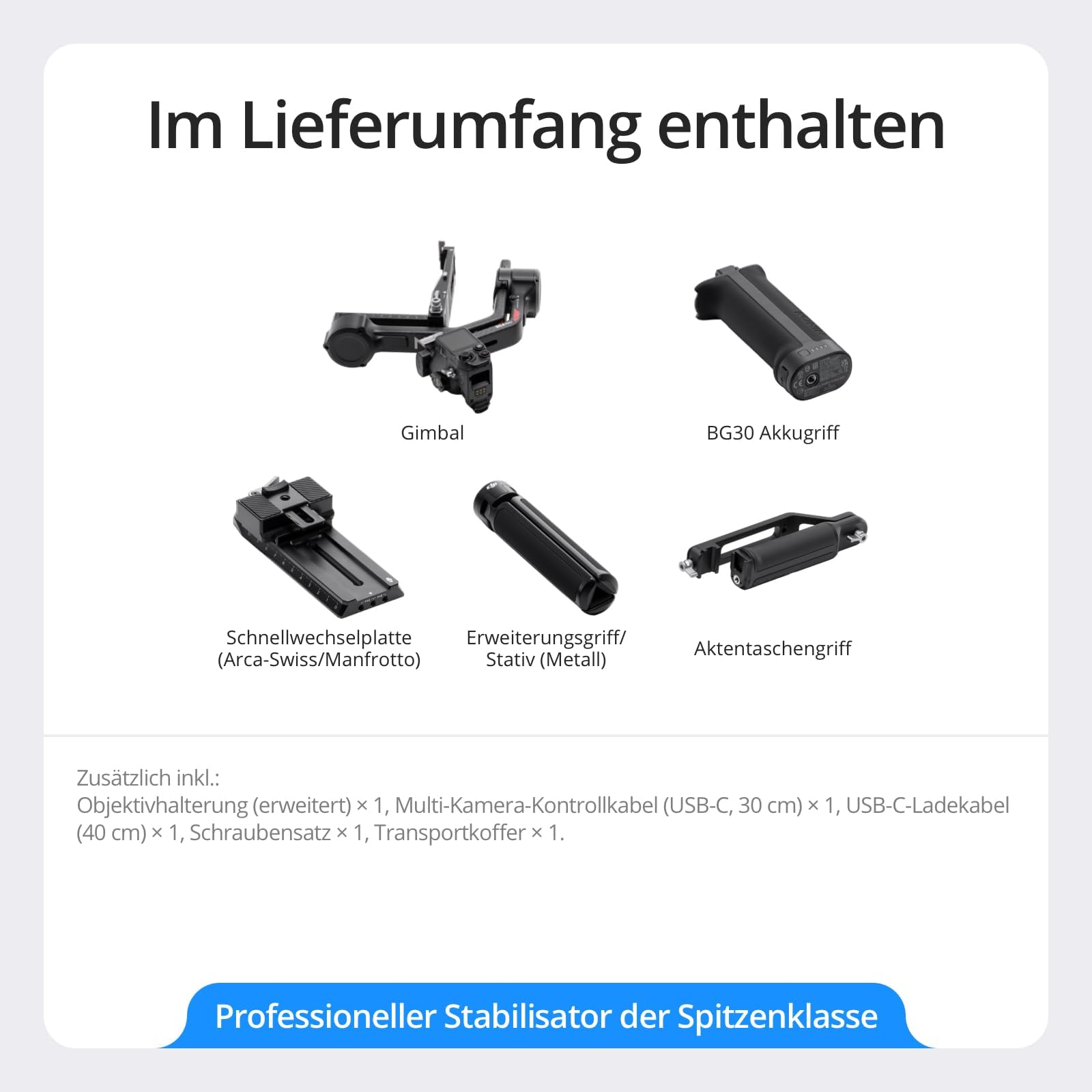 DJI RS 4 Pro 3-Achsen Gimbal-Stabilisator 4,5 kg Nutzlast Doppelfokus Zoom-Motoren
