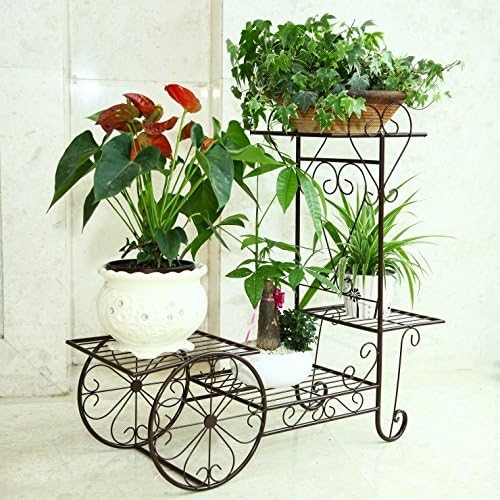 Wrought Iron Flower Basket Multilayer Landing Flower Shelf Plant Shelves 4 Shelves for Plants