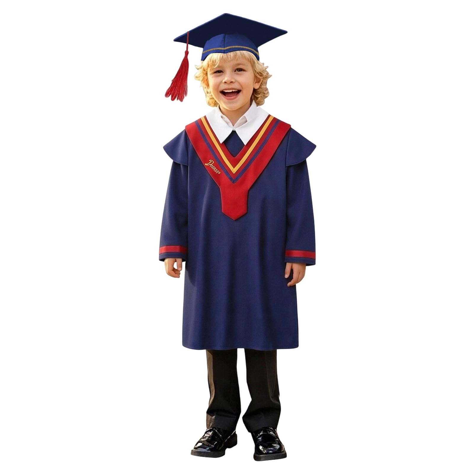 Kindergarten 2025 Graduation Cap and Gown Tassel Sets with Charm 2PCS Graduations Stoles for Kids Grad Party Clothes