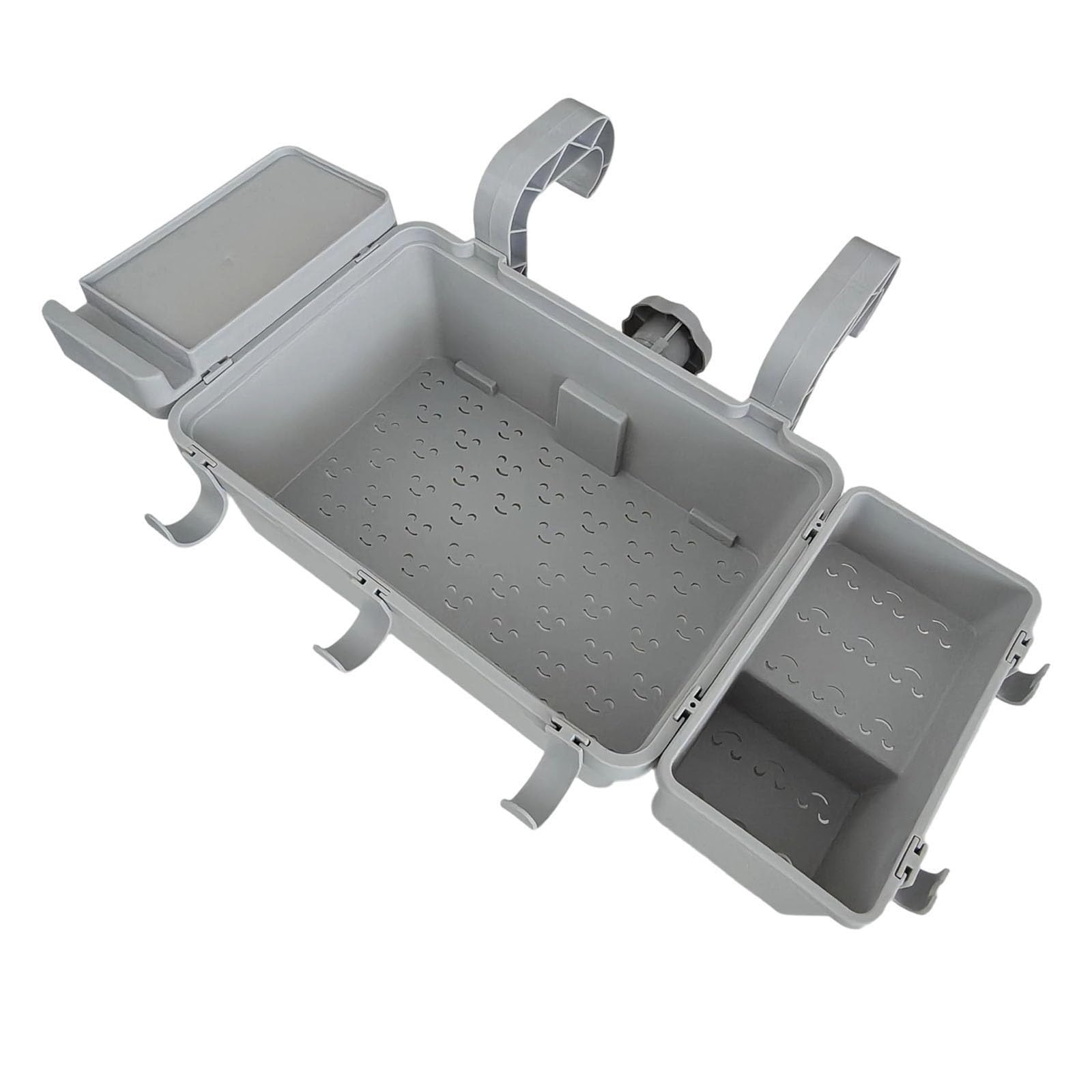 Poolside Hanging Storage Caddy Waterproof Pool Storage Basket Plastic Large Capacity Basket Pool Accessories Bin with Over Edge Hooks Suction Cups and Cup Holder Hooks for Pools Bathroom (Grey-3)
