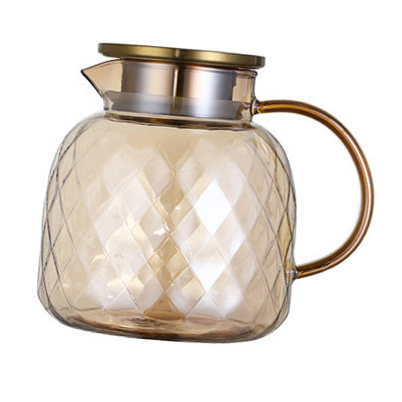 Jarra de vidrio de borosilicato resistente de 1.5L con tapa de acero amarillo claro