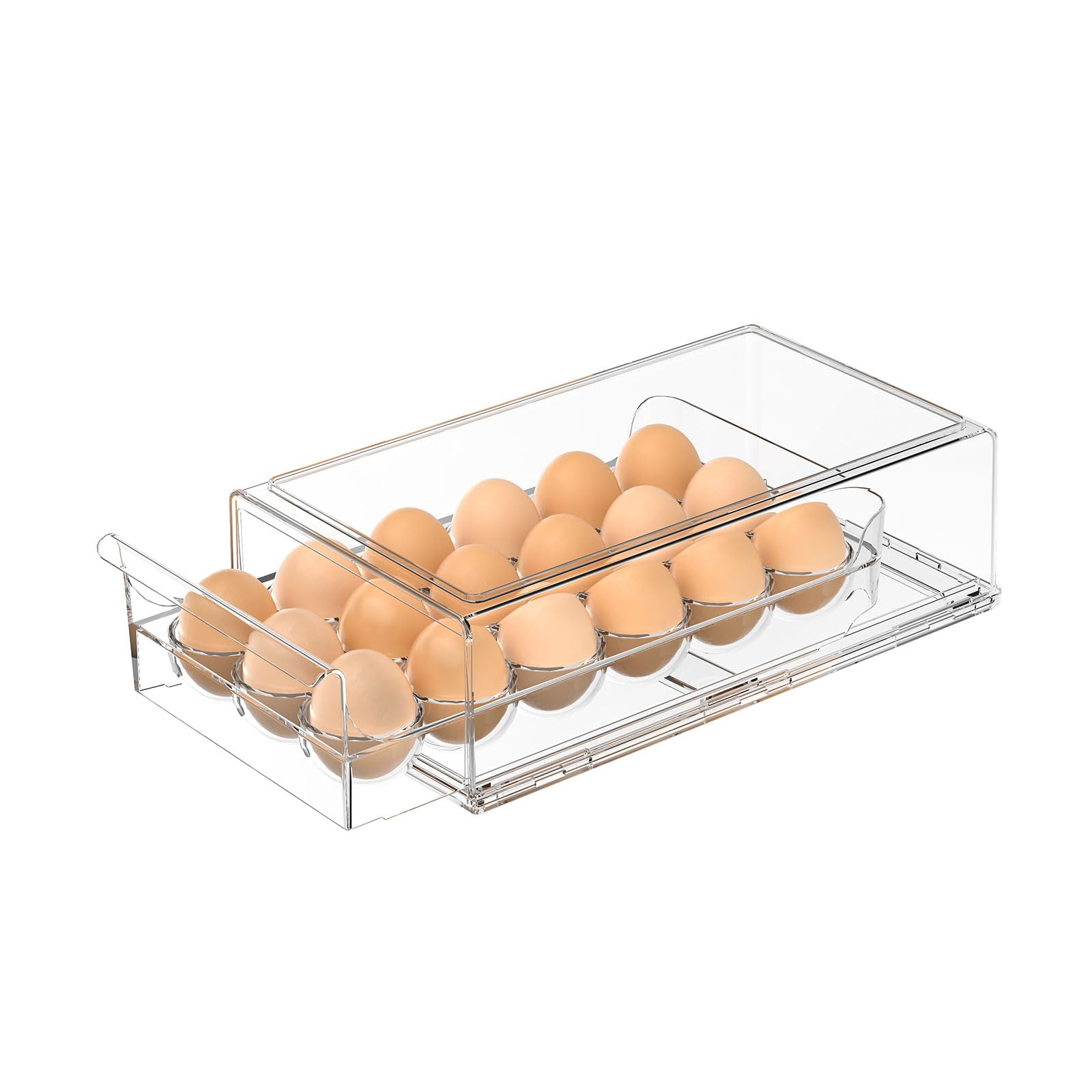 Egg Storage for Refrigerator, Stackable 18 Egg Holder for Fridge, BPA Free Refrigerator Organizer Bins, Transparent Egg Dispenser
