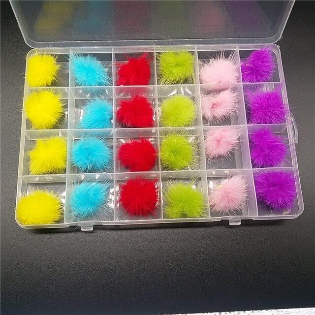 Summer 24Pcs/Box Nail Pom Pom Magnetic Nail Art Decoration Kit 24 Color Can Be Reused for Cleaning Fluffy Plush Ball - (Color: MJMQ-001)