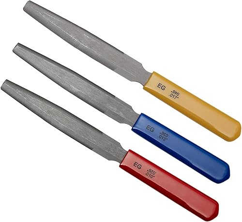 Juego de llaves cónicas para guitarras eléctricas, archivos de ranura de silla de montar de tuerca de doble cara, limas de tuerca de dientes