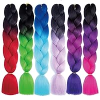 Vista 66 de Xiaofeng Extensiones de cabello trenzado para mujer, 3 paquetes de 100g/paquete (3.53 oz/paquete), 24 pulgadas, alta temperatura, ombré, pelo