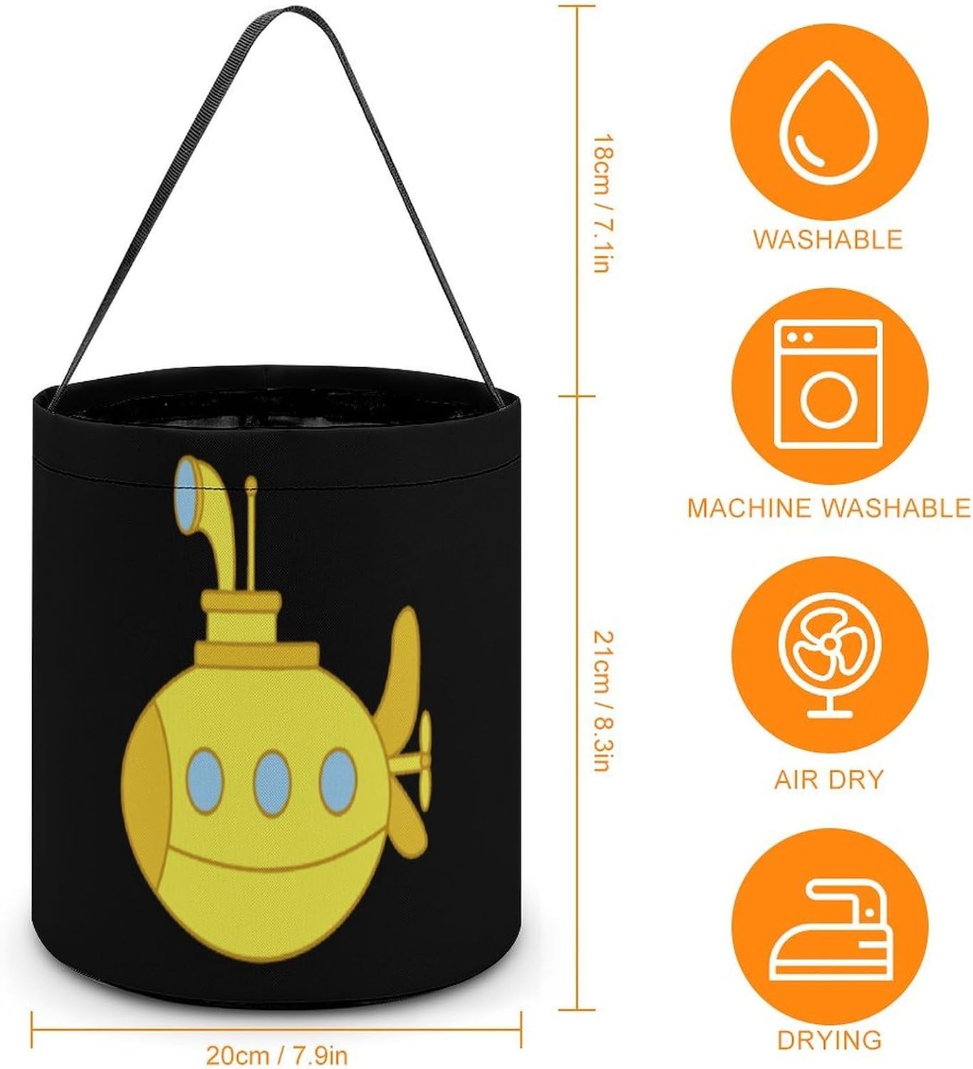 Yellow Submarine Halloween Treat Bag Reusable Candy Basket Tote Goody Bags Gift Party